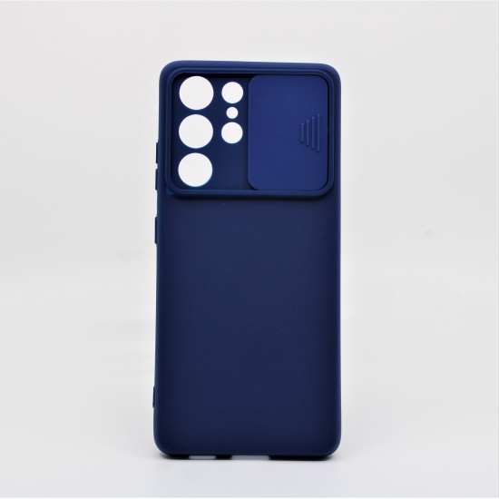 SILICONE COVER WITH CAMERA SHIELD FOR SAMSUNG GALAXY S21 PLUS ULTRA DARK BLUE